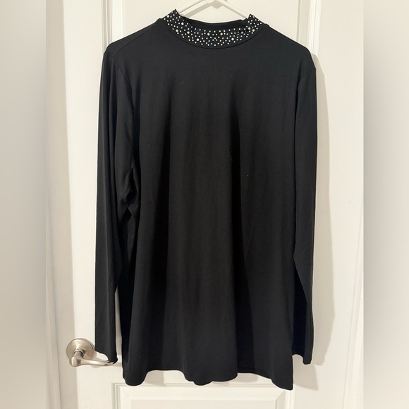 Lane Bryant Black Long Sleeve Top with Embellished Neckline, Size 18/20 - Picture 1 of 5